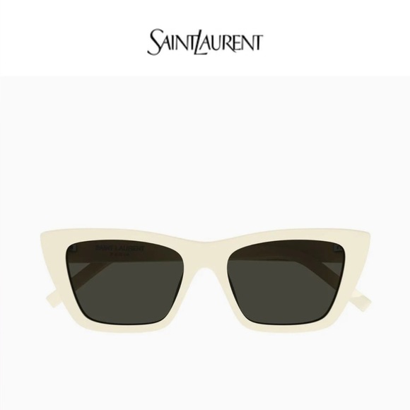 Saint Laurent Mica Cream Retro Cat-Eye Sunglasses SL 276 MICA NWT $478 - Picture 1 of 13